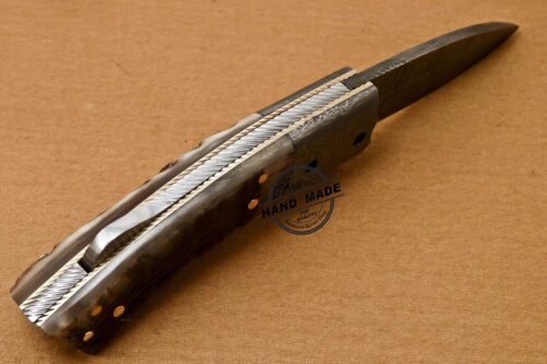 Back Lock Damascus Folding Knife Handmade Damascus Steel Knife 805 - Image 5