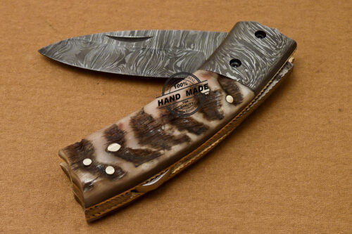 Back Lock Damascus Folding Knife Handmade Damascus Steel Knife 805 - Image 7