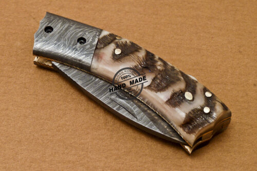 Back Lock Damascus Folding Knife Handmade Damascus Steel Knife 805 - Image 9