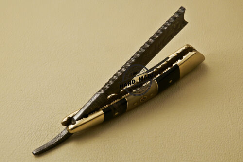 Custom Handmade Folding Damascus Razor Knife With Bone & Horn Handle 818 - Image 5