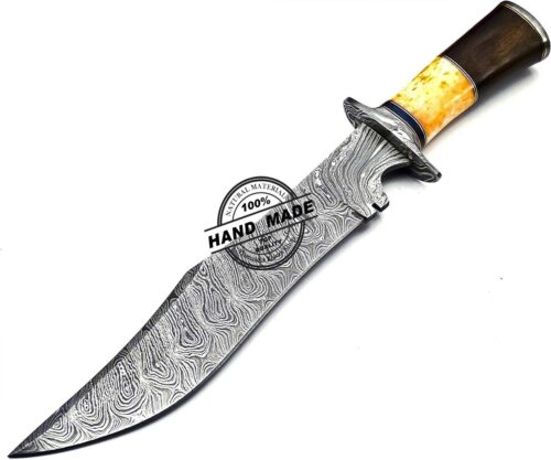 Damascus Bowie Knife Custom Handmade Damascus Steel Knife 845 - Image 3