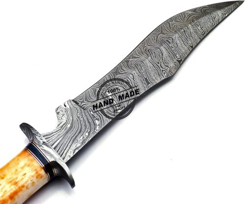 Damascus Bowie Knife Custom Handmade Damascus Steel Knife 845 - Image 4