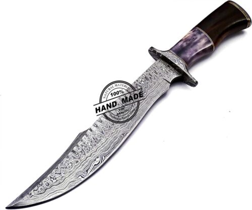 Damascus Bowie Knife Custom Handmade Damascus Steel Knife 845 - Image 10