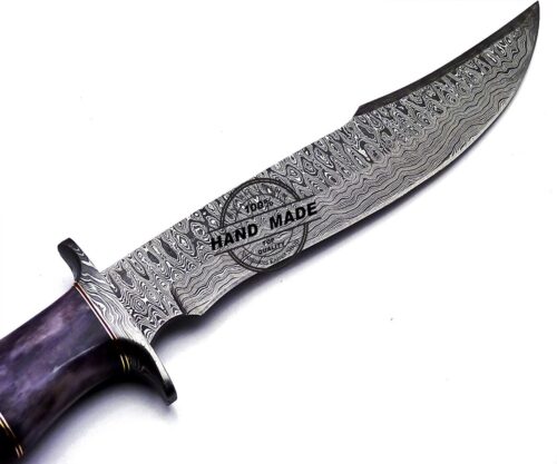 Damascus Bowie Knife Custom Handmade Damascus Steel Knife 845 - Image 11