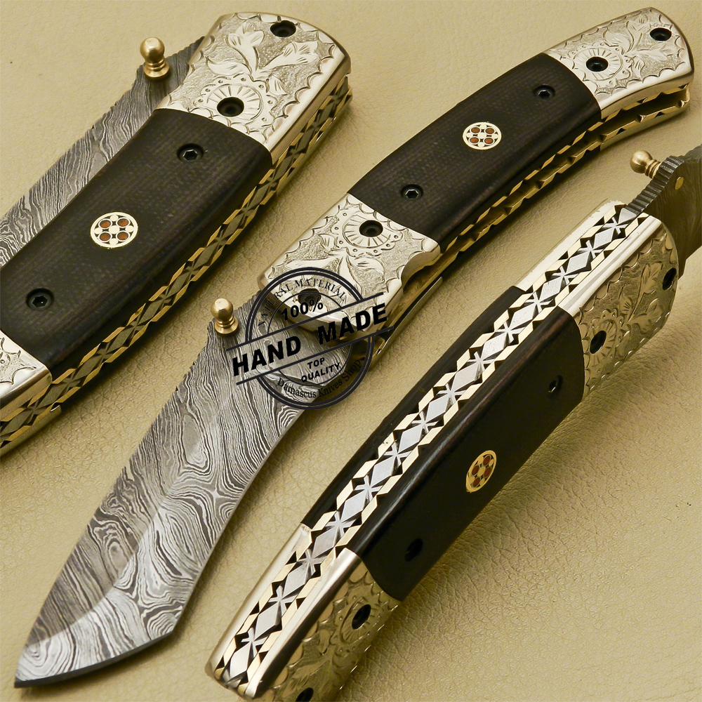 Damascus Folding Knife 01 1 