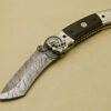 Damascus Folding Knife Custom Handmade Damascus Steel Pocket Knife With Copper Brass and Mictra Handle 875 - Image 3
