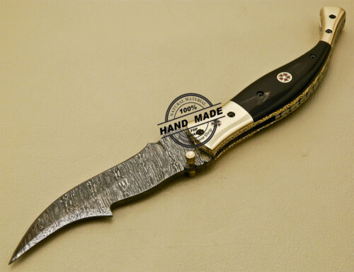 Damascus Folding Knife Custom Handmade Damascus Steel Knife 881 - Image 5