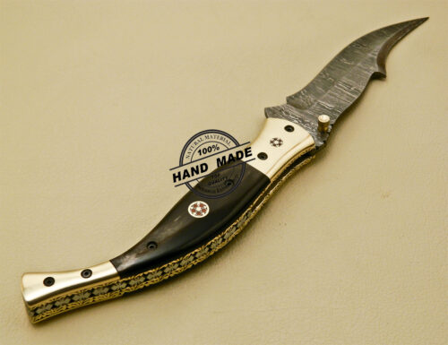 Damascus Folding Knife Custom Handmade Damascus Steel Knife 881 - Image 6