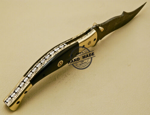 Damascus Folding Knife Custom Handmade Damascus Steel Knife 881 - Image 7
