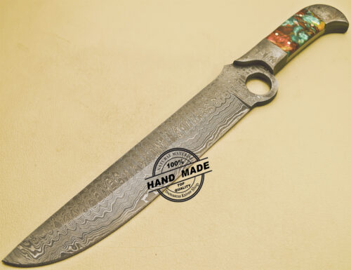 Damascus Bowie Knife Custom Handmade Damascus Steel Hunting Knife With Corain Handle 868 - Image 3
