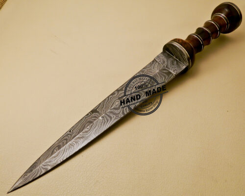 Damascus Dagger Knife Custom Handmade Damascus Steel Hunting Damascus Dagger Knife With Rose Wood Handle 846 - Image 3