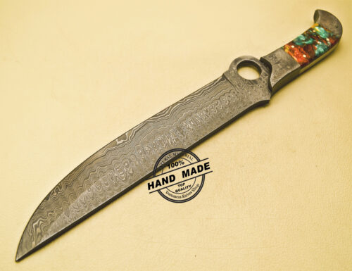 Damascus Bowie Knife Custom Handmade Damascus Steel Hunting Knife With Corain Handle 868 - Image 4