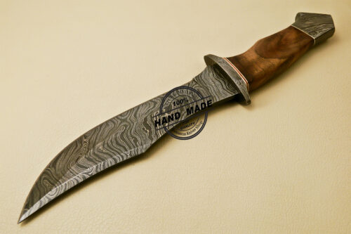 Damascus Bowie Knife Custom Handmade Damascus Steel Hunting Damascus Bowie Knife With Rose Wood Handle 843 - Image 4