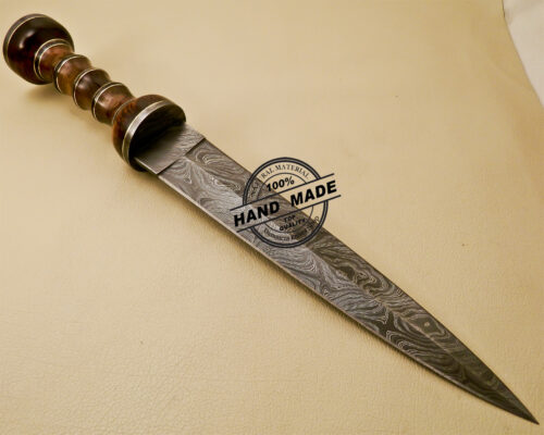 Damascus Dagger Knife Custom Handmade Damascus Steel Hunting Damascus Dagger Knife With Rose Wood Handle 846 - Image 4