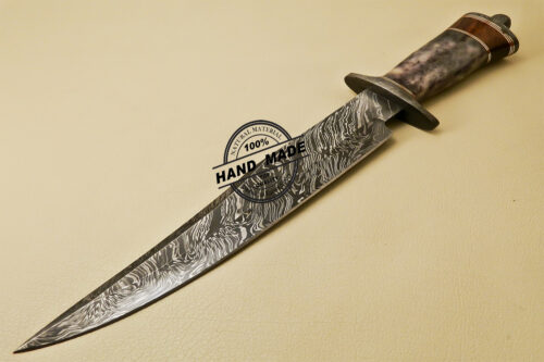 Best Damascus Bowie Knife Custom Handmade Damascus Steel Hunting Best Damascus Bowie Knife 847 - Image 3