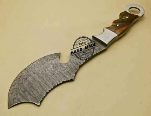 Outdoor Hunting Camping Damascus Hatchet Tomahawk Multi Tools With Ram Horn Handle 852 - Image 4