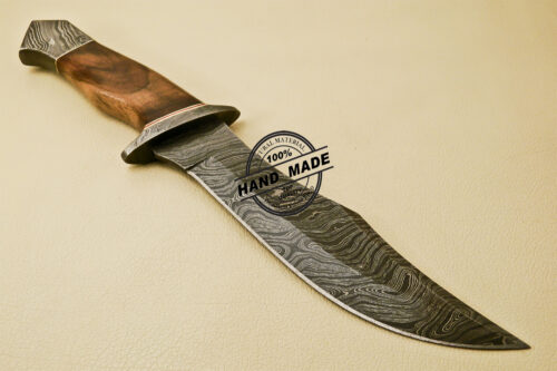 Damascus Bowie Knife Custom Handmade Damascus Steel Hunting Damascus Bowie Knife With Rose Wood Handle 843 - Image 5