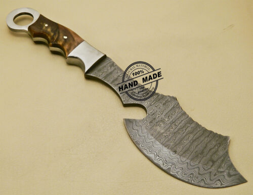 Outdoor Hunting Camping Damascus Hatchet Tomahawk Multi Tools With Ram Horn Handle 852 - Image 5