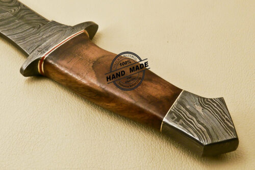 Damascus Bowie Knife Custom Handmade Damascus Steel Hunting Damascus Bowie Knife With Rose Wood Handle 843 - Image 6