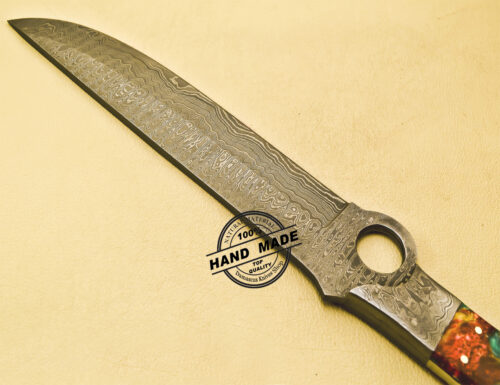 Damascus Bowie Knife Custom Handmade Damascus Steel Hunting Knife With Corain Handle 868 - Image 7