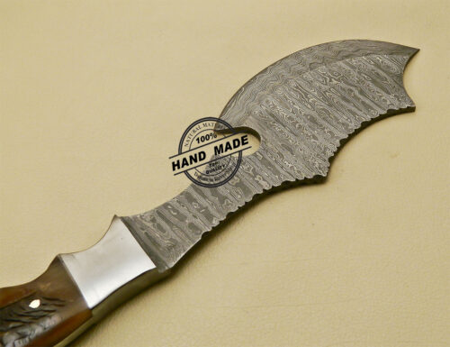 Outdoor Hunting Camping Damascus Hatchet Tomahawk Multi Tools With Ram Horn Handle 852 - Image 7