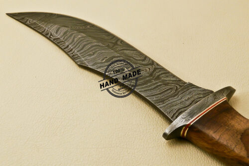 Damascus Bowie Knife Custom Handmade Damascus Steel Hunting Damascus Bowie Knife With Rose Wood Handle 843 - Image 7