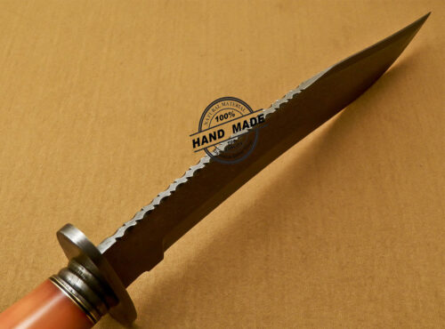 Damascus Bowie Knife Custom Handmade Damascus Steel Hunting Bowie Knife With Colored Bone Handle 837 - Image 7
