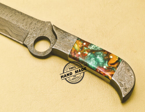 Damascus Bowie Knife Custom Handmade Damascus Steel Hunting Knife With Corain Handle 868 - Image 9