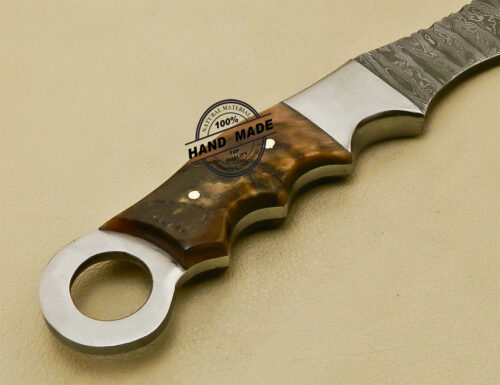 Outdoor Hunting Camping Damascus Hatchet Tomahawk Multi Tools With Ram Horn Handle 852 - Image 9