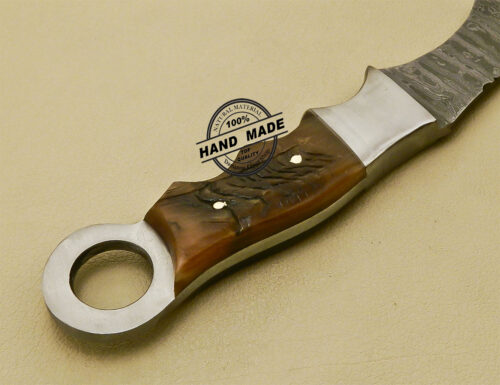 Outdoor Hunting Camping Damascus Hatchet Tomahawk Multi Tools With Ram Horn Handle 852 - Image 10