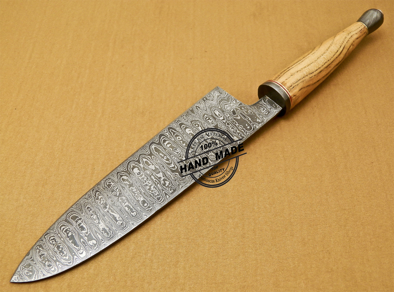 CUSTOM HANDMADE FORGED DAMASCUS STEEL CHEF KNIFE KITCHEN KNIFE WOOD HANDLE  2073