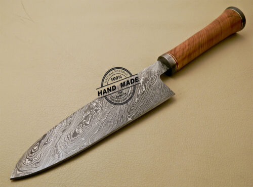 Damascus Chef Knife Custom Handmade Damascus Steel Kitchen Damascus Chef Knife with Cow Handle 839 - Image 3