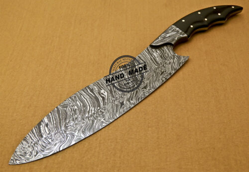 Custom Handmade Full Tang Damascus Kitchen Knife with Buffalo Horn Handle 821 - Image 3