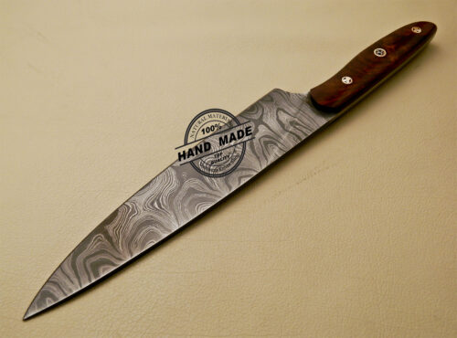 Damascus Kitchen Knife Custom Handmade Damascus Kitchen Knife with Rose Wood Handle 840 - Image 4