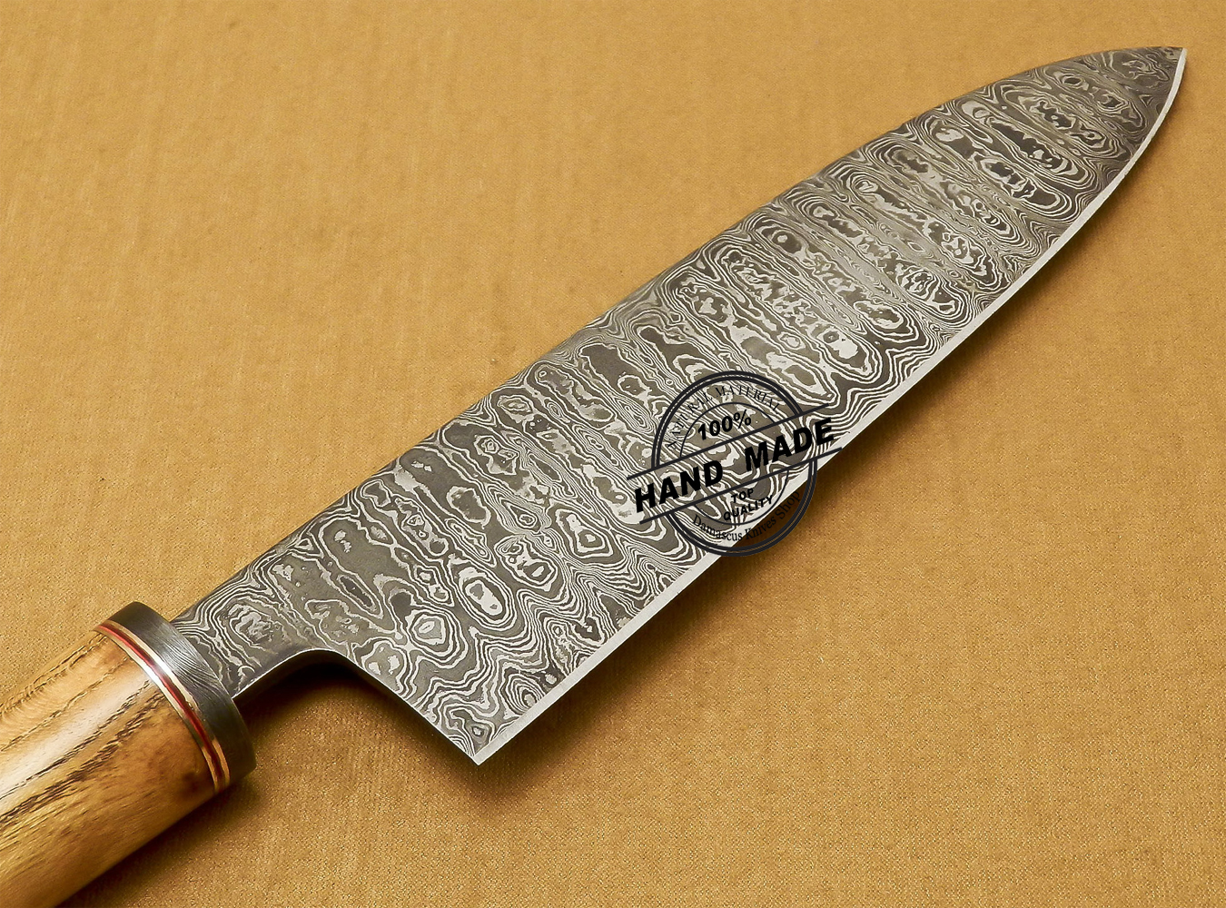 CUSTOM HANDMADE FORGED DAMASCUS STEEL CHEF KNIFE KITCHEN KNIFE WOOD HANDLE  2073