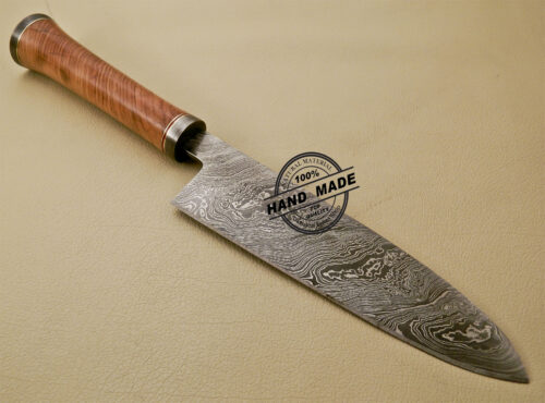 Damascus Chef Knife Custom Handmade Damascus Steel Kitchen Damascus Chef Knife with Cow Handle 839 - Image 5