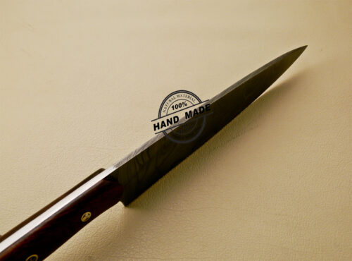 Damascus Kitchen Knife Custom Handmade Damascus Kitchen Knife with Rose Wood Handle 840 - Image 5