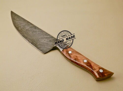 Damascus Kitchen Knife Custom Handmade Damascus Kitchen Knife with Cow Handle 830 - Image 4