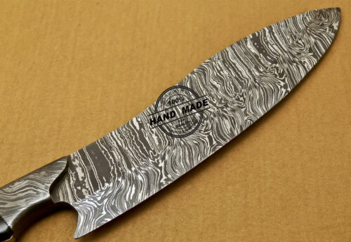 Custom Handmade Full Tang Damascus Kitchen Knife with Buffalo Horn Handle 821 - Image 6