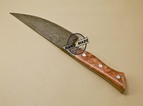 Damascus Kitchen Knife Custom Handmade Damascus Kitchen Knife with Cow Handle 830 - Image 5