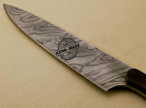 Damascus Kitchen Knife Custom Handmade Damascus Kitchen Knife with Rose Wood Handle 840 - Image 6