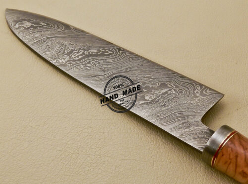 Damascus Chef Knife Custom Handmade Damascus Steel Kitchen Damascus Chef Knife with Cow Handle 839 - Image 6