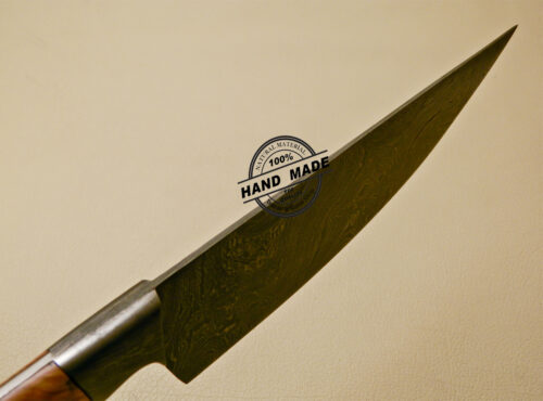 Damascus Kitchen Knife Custom Handmade Damascus Kitchen Knife with Cow Handle 830 - Image 7