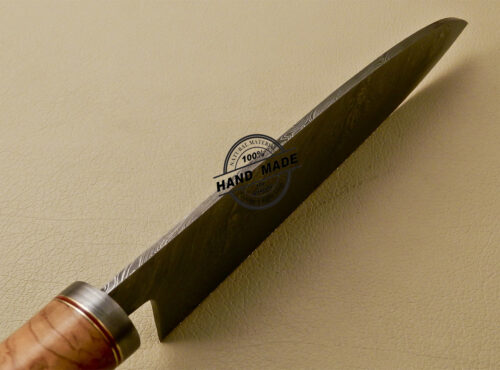 Damascus Chef Knife Custom Handmade Damascus Steel Kitchen Damascus Chef Knife with Cow Handle 839 - Image 7