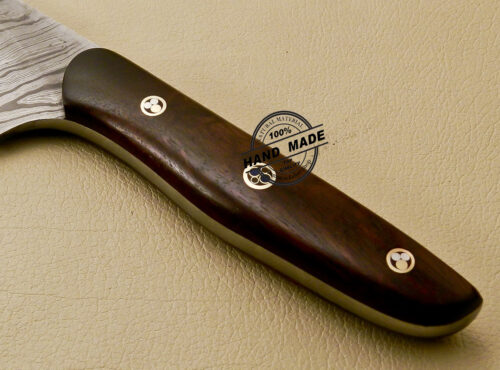 Damascus Kitchen Knife Custom Handmade Damascus Kitchen Knife with Rose Wood Handle 840 - Image 8