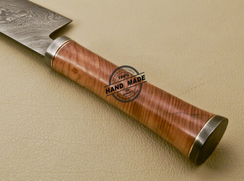Damascus Chef Knife Custom Handmade Damascus Steel Kitchen Damascus Chef Knife with Cow Handle 839 - Image 8