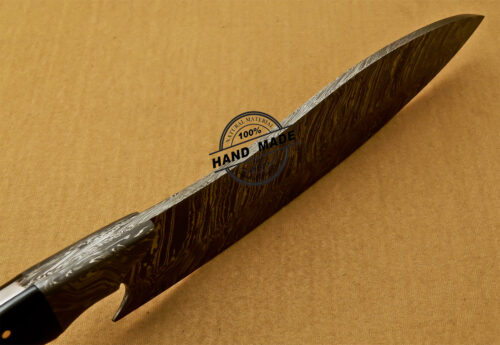 Custom Handmade Full Tang Damascus Kitchen Knife with Buffalo Horn Handle 821 - Image 8
