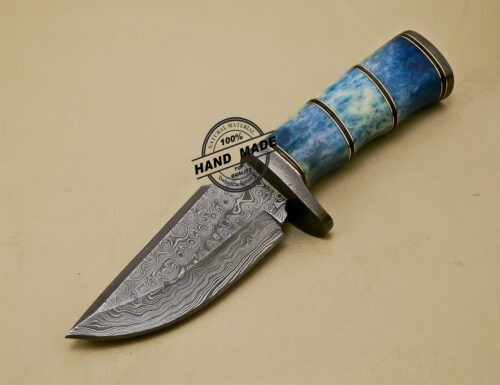 Damascus Skinner Knife Custom Handmade Damascus Steel Skinner Knife With Colored Bone Handle 861 - Image 3