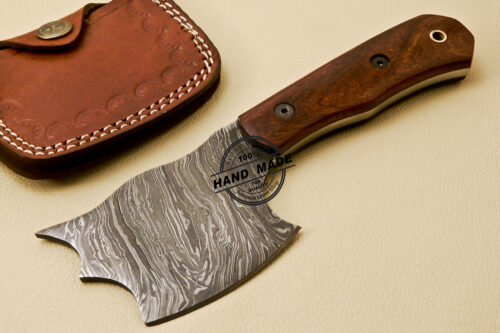 Mini Chopper Skinner Knife Custom Handmade Damascus Steel Skinner knife With Rose Wood Handle 841 - Image 3