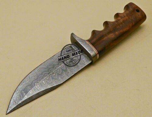 Damascus Skinner Knife Custom Handmade Damascus Steel Hunting Knife with Rose Wood Handle 859 - Image 4